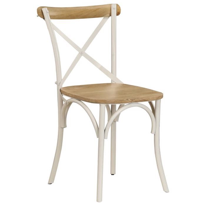 NEUF 2026 CHIC Chaises à dossier croisé 2 pcs SWEETY SIEGE CUISINE blanc bois de manguier solide 51x52x84 cm CCC2815