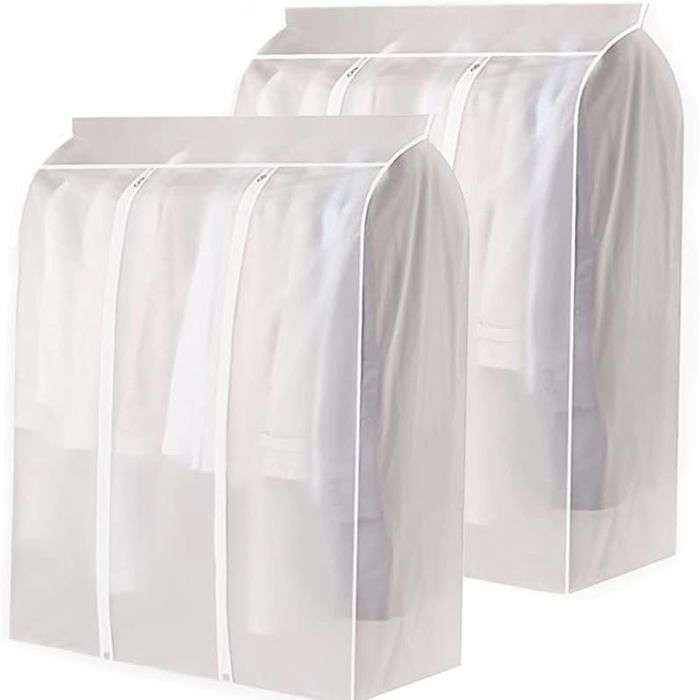 Lot de 2 Housses de Rangement Vêtements Étanches JZSH - avec Fermeture Éclair pour Manteaux Robes et Costumes100*120*50CM