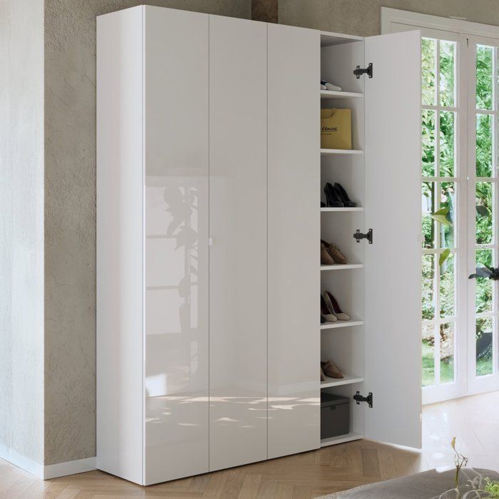 Meuble à Chaussures Épais Dmora Bois Mélaminé Blanc Brillant 126x35x186h cm Meuble à Chaussures Épais Dmora Bois Mélaminé Blanc Brillant 126x35x186h cm