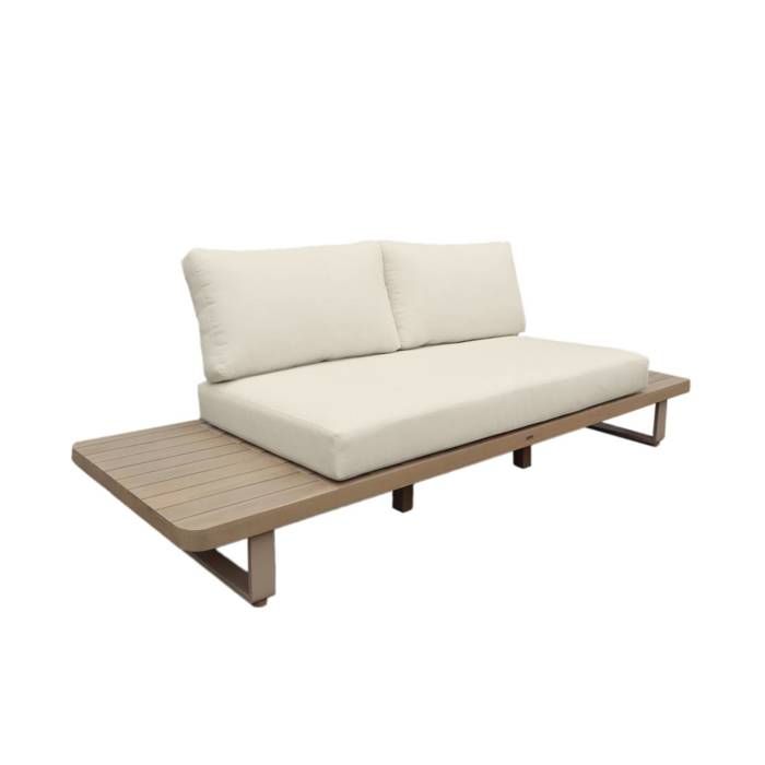 Banquette de jardin bois dacacia et aluminium 2 places beige - Latika Banquette de jardin bois dacacia et aluminium 2 places beige - Latika
