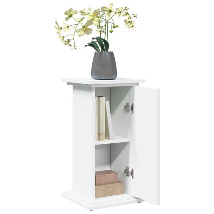 Piédestal avec rangement - MEUBLECHIC - 31x30x60 cm - Blanc - Bois dingénierie - 2 compartiments - 1 porte