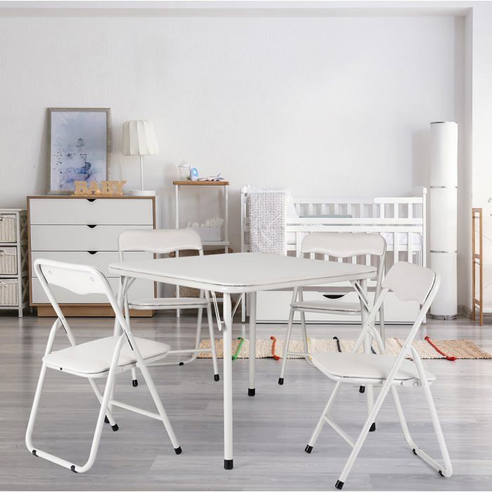 Ensemble table et chaises pour enfants - LUNSY - 1 table et 4 chaises - 60 5x60 5x50 5 cm - Biege