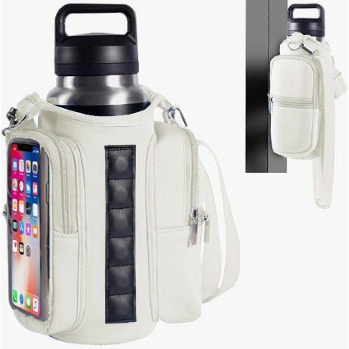 Sac de sport magnétique avec bandoulière réglable porte-bouteille et poche - Noir