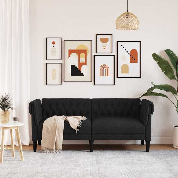 Noir SOFA - PHSH - Canapé Chesterfield 2 places - contemporain - noir tissu - C1866