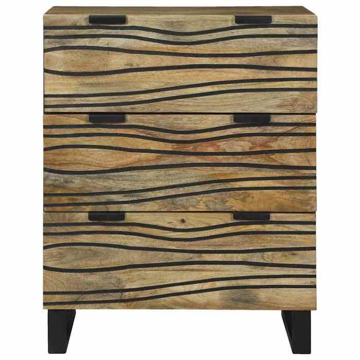 Armoire Vaisselier Durable - Beige - Buffet de cuisine - avec Rangement - Marron 60x33.5x75cm - Bois de manguier massif LH4710623