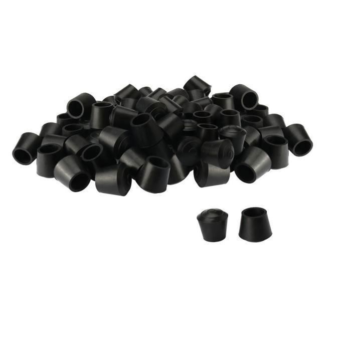 Patin 16mm Dia intérieur Caoutchouc Embout conique Table Chaise Protecteur plancher Glisseurs Pied de meuble Noir .