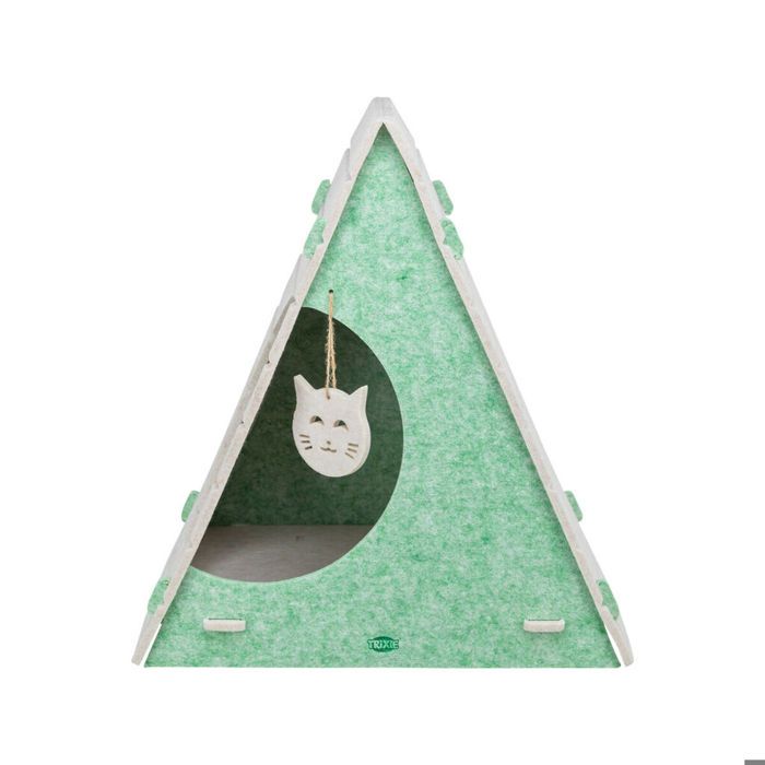 Grotte pour chat - TRIXIE - Lucy - Vert sable - 46 x 50 x 38 cm - Tipi triangulaire