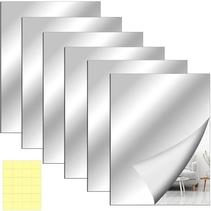 6 Pièces Miroir Autocollant20X30Cm Miroir A CollerConvient Pour Les ArmoiresAcrylique Miroirs AdhésifConvient Pour Les S[AT7]