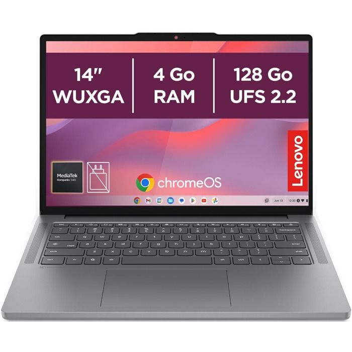 PC portable Lenovo Chromebook 14M8911 14 MediaTek Kompanio 8 Go RAM 128 Go eMMC Bleu Cosmique