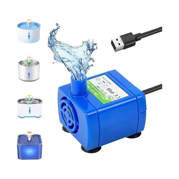 Pompe de Fontaine à Chat Chien USB Moteur Fontaine a Eau Chat Ultra Silencieux Petite Pompe à Eau de Remplacement pour FILTRE A AIR