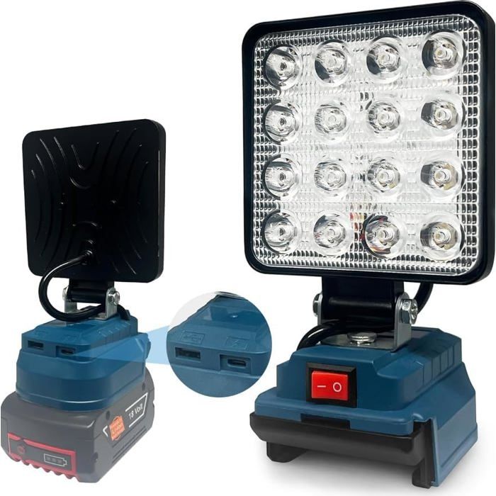 Projecteur Led Chantier Pour Bosch 18V Batterie 48W 3800Lm Projecteur Led Rechargeable Lampes De Travail Portables Avec Type[CA80]