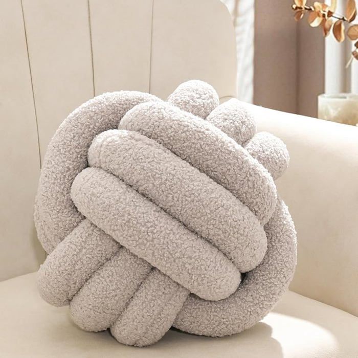 Coussin n ud décoratifgrisesthétiqueen velours peluchedécoratifrondpour chambre à coucherconvient Gris 28 cm 2 SUPPORT ECRAN