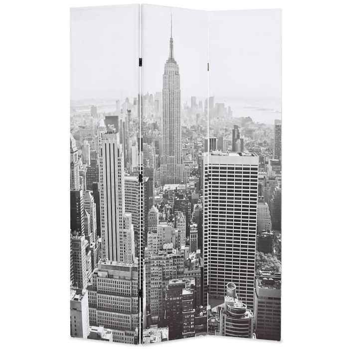 Multicolore Cloison de séparation pliable 120x170 cm New York Noir et blanc - Meuble Paravent @134826