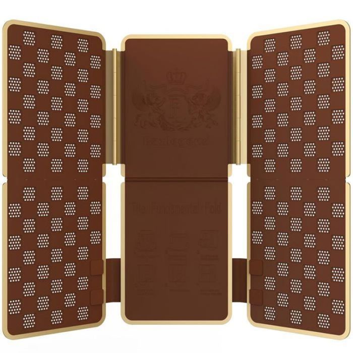 Planche à plier le linge - plieur de vêtements à bords métalliques pour t-shirts chemises pulls pantalons Marron