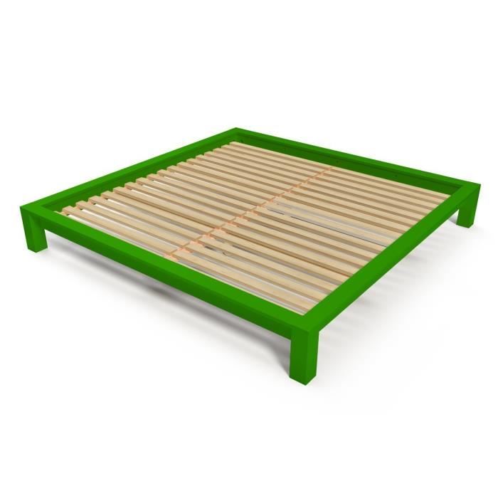 abc meubles - lit king size 200 x 200 cm bois - (vert - 200x200)