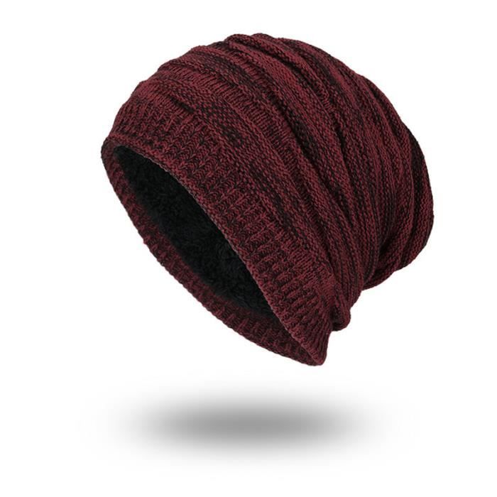 Bonnet Classique D'hiver Chaud Pour Homme En Tricot Acrylique, Noir/blanc, Taille Unique