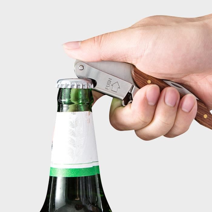 Tire-bouchon multifonction à ailettes pour tous les bouchons en liège et bouteilles de bière, tire-bouchon de serveur de luxe avec bouchon pour les amateurs de vin (acier inoxydable Tire-bouchon multifonction à ailettes pour tous les bouchons en liège et bouteilles de bière, tire-bouchon de serveur de luxe avec bouchon pour les amateurs de vin (acier inoxydable