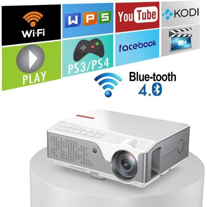 Vidéo Projecteur Compatible avec Smartphone TV Box PS4 VideoProjecteur Natif 1080p Full HD Rétroprojecteur Chromecast pour Home Cinéma Projector 6800Lumen Portable Projecteur