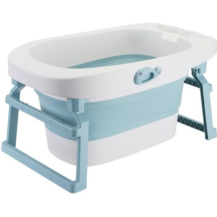 Baignoire Bébé Pliable - 75x45x25 Cm, Avec Bouchon De Vidange | PVC Épais, Isolant, Idéale Pour Douche Ou Voyage (Vert Ou Blanc) - 4