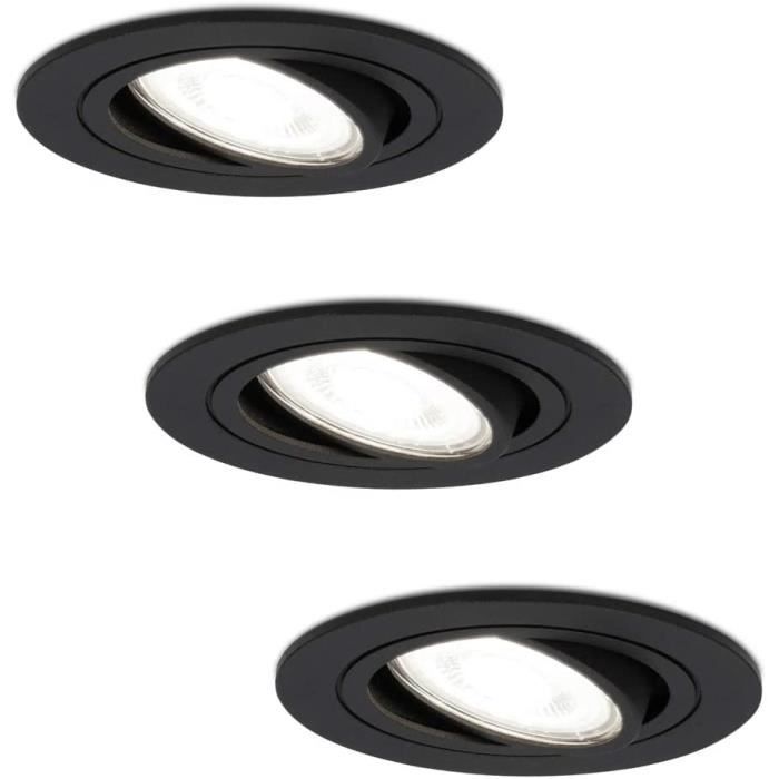Lot de 3 spots LED encastrables 230V orientables à intensité variable noir  blanc froid couleur de la lumière 3x400lm spots en A456 - Cdiscount Maison