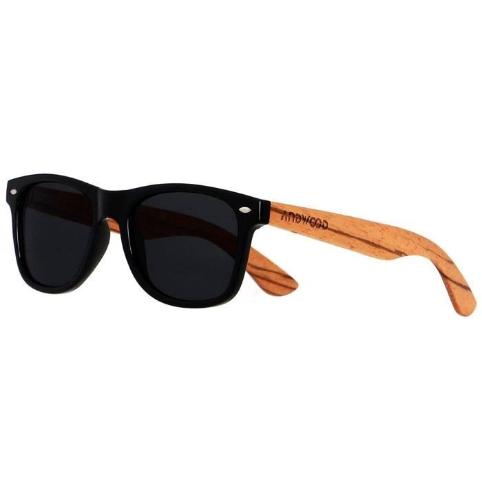 Lunettes De Soleil BARCUR En Bois Pour Homme - Modèle Ovale BC8700 Noir
