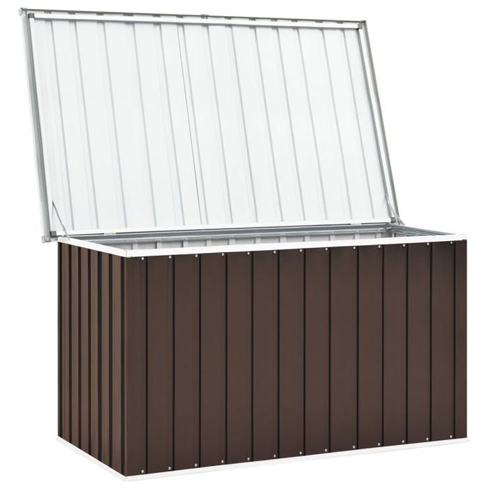 Coffre boîte meuble de jardin rangement 149 x 99 x 93 cm marron 02_0013098 Coffre boîte meuble de jardin rangement 149 x 99 x 93 cm marron 02_0013098