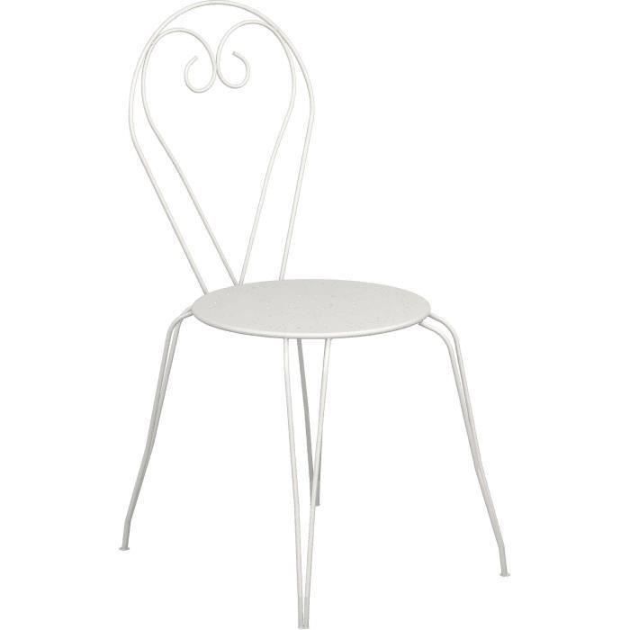 shot case - lot de 4 chaises de jardin romantique empilable en fer forgé - blanc