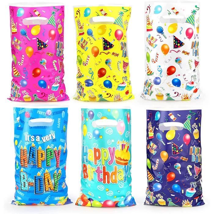 Lot De 30 Sacs Cadeaux D'anniversaire Pour Enfants - Noeud Dessin Animé, Zip, Poignée, Rose