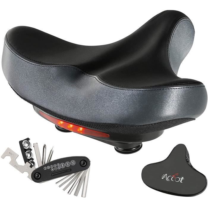 CDYWD Selle De Velo Ultra Confortable Homme Et Femme, Extra Large Selle Velo Gel, Rembourrage Doux Ergonomique, Avec Suspension, Siege Confort Velo Pour VTT, Vélo De Ville, Ebike, Vélo Stationnaire