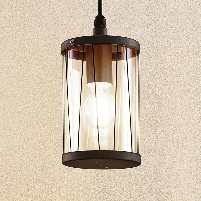Lindby luminaire extérieur à intensité variable Yonan en inox noir 9977054