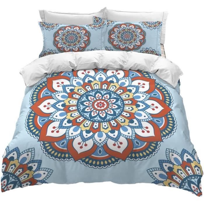 Housse De Couette Bohème 240x260cm + 2 Taies - Microfibre Lavée Avec Franges Beige
