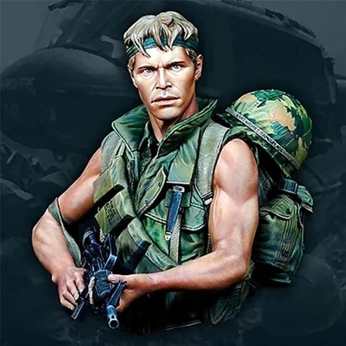 200m/m BUSTE U.S. MARINE AVEC M60 ( VIETNAM ) - RESINE - SOL référence