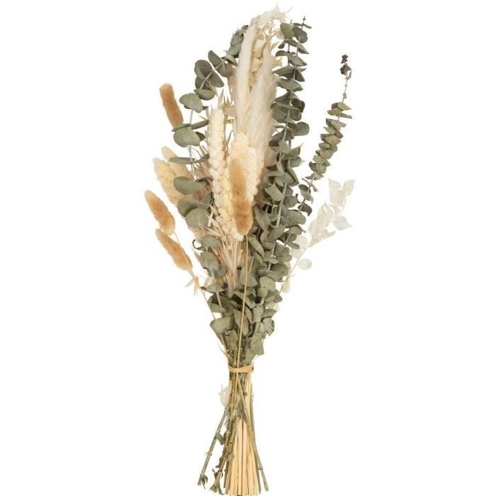 Bouquet avec herbe de la pampa séchée et feuilles d'eucalyptus - Blanc  naturel crème vert - Fleurs séchées - Décoration de vases - A - Cdiscount  Maison
