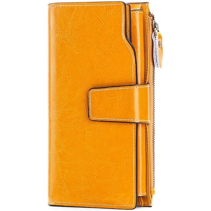SENDEFN Portefeuille Femme Cuir Porte Monnaie pour Femmes Porte-Cartes Court pour Portefeuille Zippé Femmes avec 16 emplacements pour Cartes Anti RFID Portefeuilles