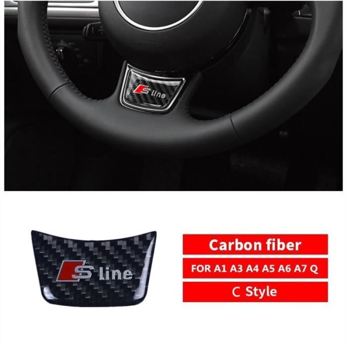 Décoration véhicule,Fiber De carbone Voiture Intérieur Volant Cache  Autocollants Pour Audi A1 A3 A4 A5 A6 Q3 Q5 Q7 S3 - C[E53998238] -  Cdiscount Auto