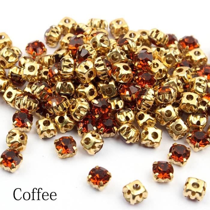 186 Pcs Strass à Coudre - Pierres En Verre Avec Griffes Métal | Pour Vêtements, Sacs, Déco DIY (Vert Clair)