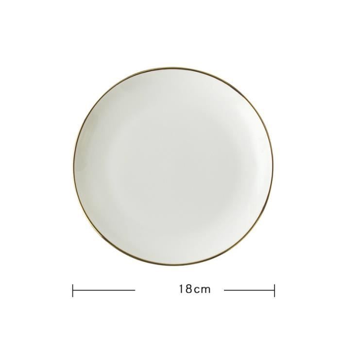 plats et assiettes,vaisselle en porcelaine blanche,assiette en céramique,bord doré,vaisselle de dîner de style - type 7 inches