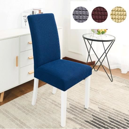 Housse de Chaise Élastique Extensible Salle à Manger Décor Amovible Lavable pour Dining Chair Maison Hôtel Mariage (bleu 4PACK)