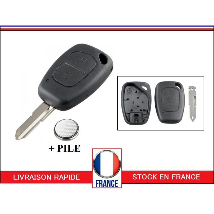 coque clé télécommande boitier Renault Kangoo Master Traffic 2 boutons avc PILE