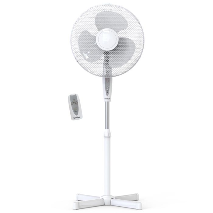 Ventilateur sur Pied Silencieux Télécommande Minuterie jusquà 75 Heures Briebe BRI-FN122397W 45W Blanc - Briebe