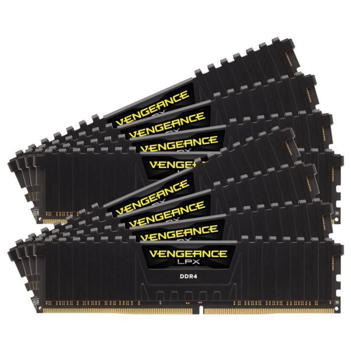 Vente Memoire PC Corsair Vengeance LPX Series Low Profile 256 Go (8 x 32 Go) DDR4 2666 MHz CL16 - Kit Quad Channel 8 barrettes de RAM DDR4 PC4-21300 pas cher