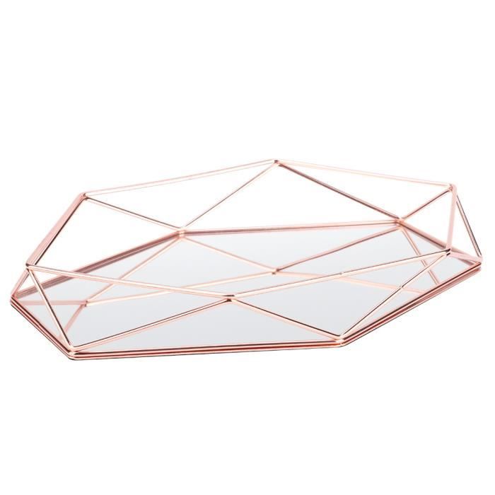 Plateau Rond Doré En Acier Inoxydable 28cm - Plateau De Service Et Rangement Bijoux & Cosmétiques