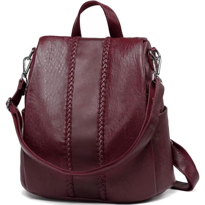 Petit Sac à Dos Femme En Similicuir - Style Vintage, Rabat Magnétique, Poche à Cordon, 22x17x8,5 Cm
