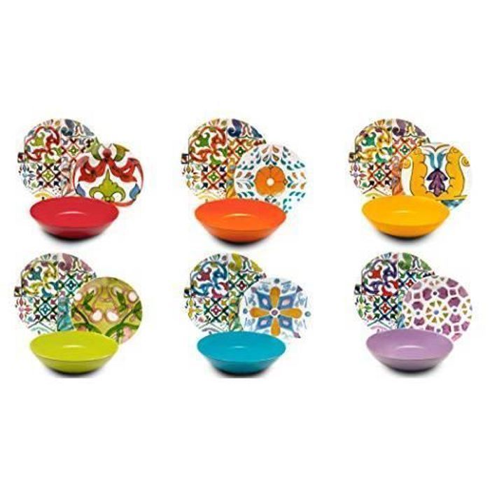 Service De Table 18 Pièces Excelsa Kimono - Porcelaine Et Céramique Multicolore