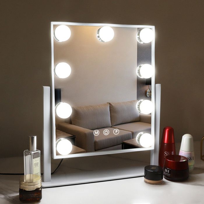 Miroir Maquillage Avec Lumière 9 Lampes Drimmer Miroir Hollywood Fonction  De Charge Sans Fil Haut-Parleur Miroir Maquillage C[J163]