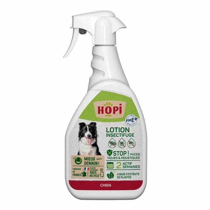 Meilleurs prix pour HOPI Spray Lotion Anti Puces Chien sans rinçage 500 ml - Protection Longue Tenue - Extraits de Plantes - Fabriqué en France