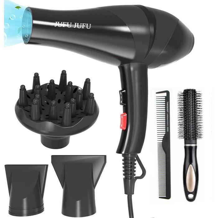 Sèchecheveux Professionnel Ionique 3000W Diffuseur Avec 2 Buses de Modélisation et 1 diffuseur