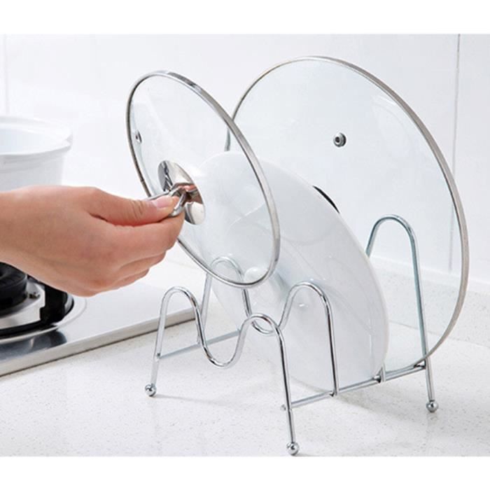 Support Etagere Pour Couvercle De Casseroles Poeles Egouttoir Range Couvercle Metal Blanc Pour Cuisine Achat