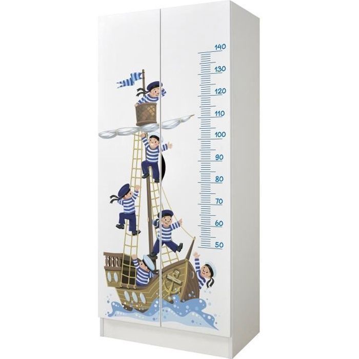 Armoire blanche deux portes Roma 246237L /motif Marins Armoire blanche deux portes Roma 246237L /motif Marins