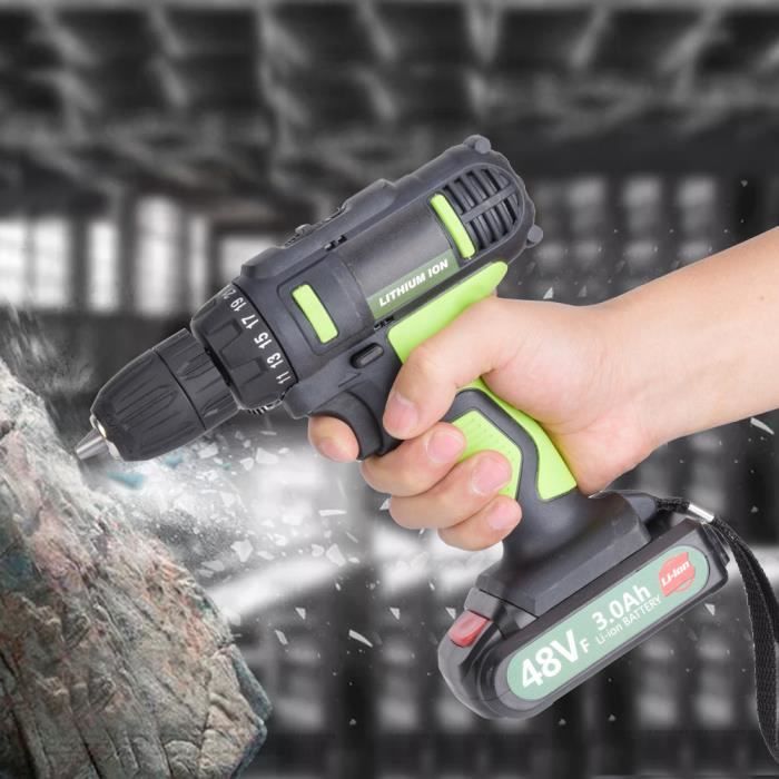 JIA Perceuse rechargeable tournevis électrique 21V 3.0Ah Li-ion sans fil 2 piles (UE 220V